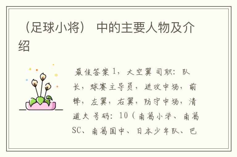 (足球小将) 中的主要人物及介绍