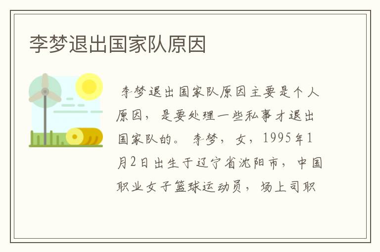 李梦退出国家队原因