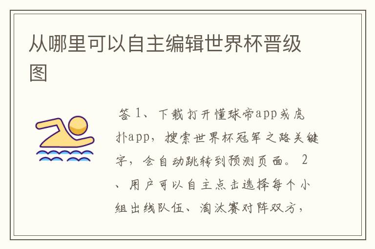 从哪里可以自主编辑世界杯晋级图
