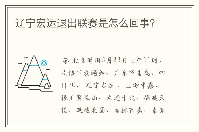 辽宁宏运退出联赛是怎么回事?