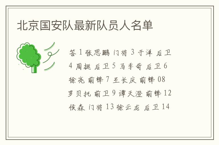北京国安队最新队员人名单