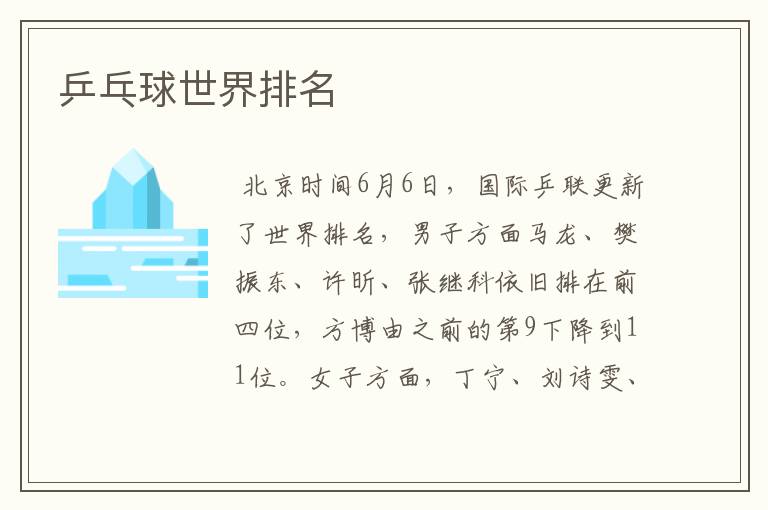 乒乓球世界排名