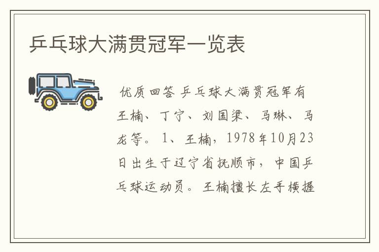 乒乓球大满贯冠军一览表
