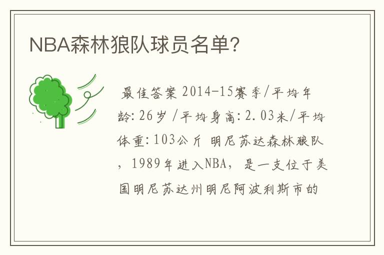 NBA森林狼队球员名单?
