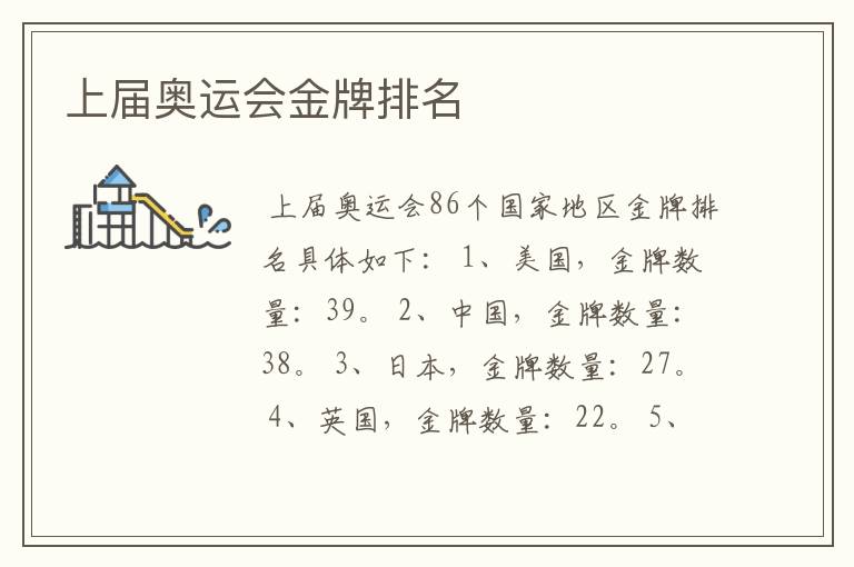上届奥运会金牌排名