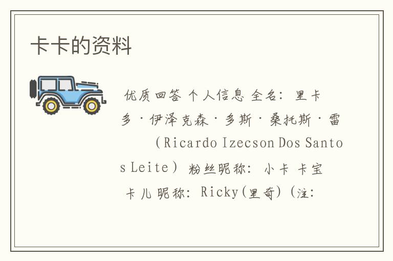 卡卡的资料