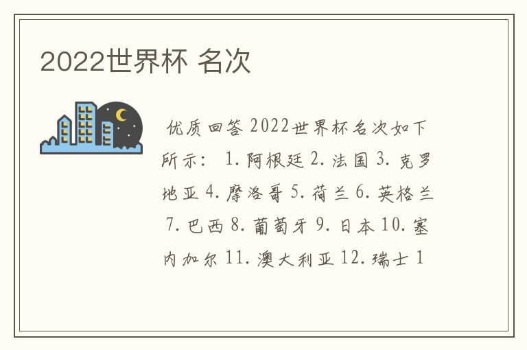 2022世界杯 名次