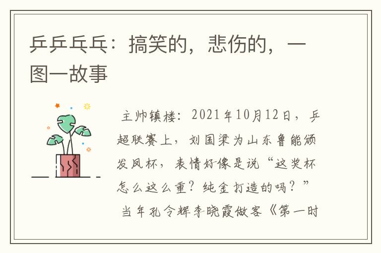 乒乒乓乓:搞笑的,悲伤的,一图一故事