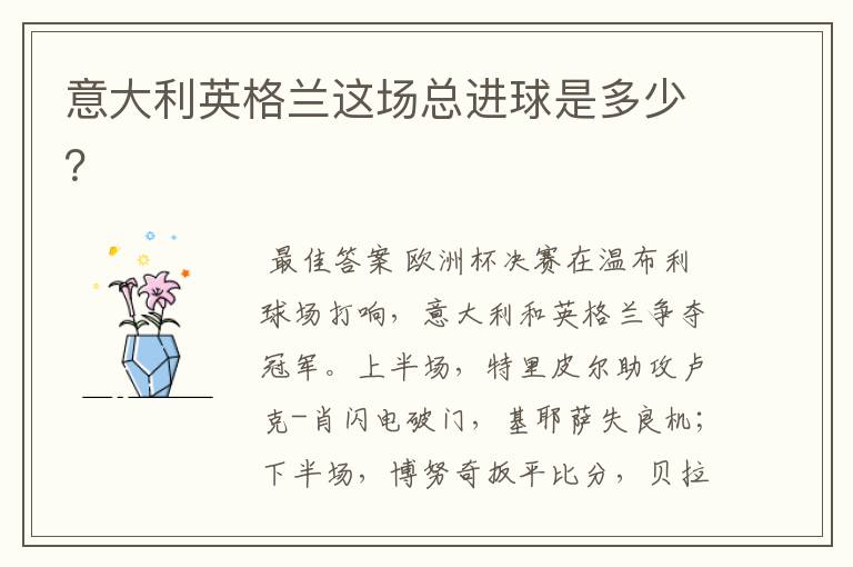 意大利英格兰这场总进球是多少?