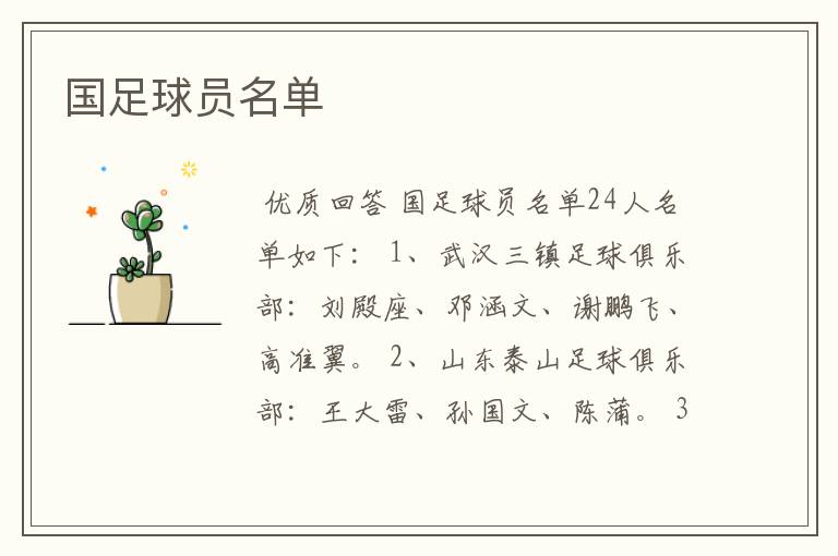 国足球员名单