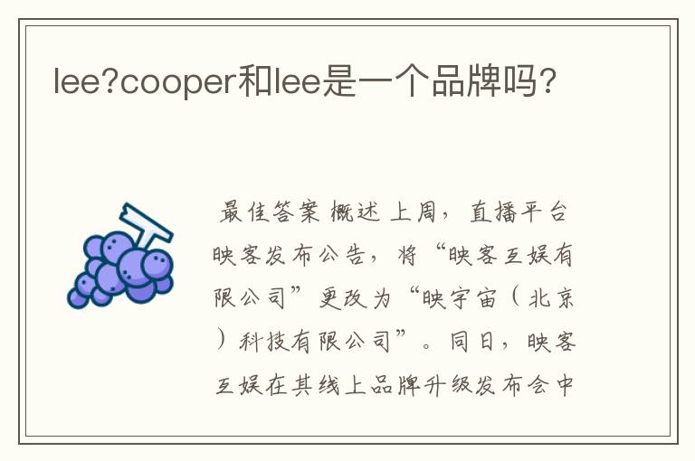 lee?cooper和lee是一个品牌吗?