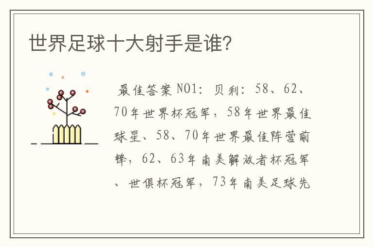 世界足球十大射手是谁?