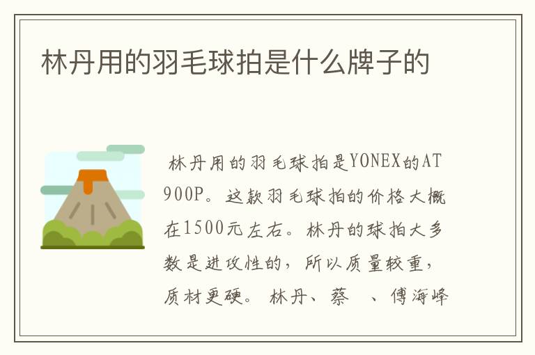 林丹用的羽毛球拍是什么牌子的