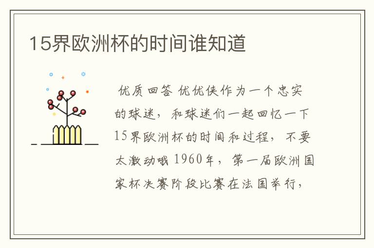 15界欧洲杯的时间谁知道