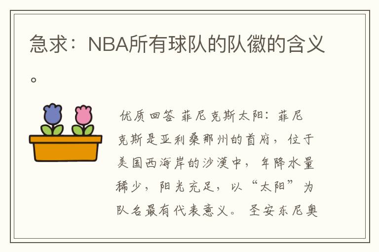 急求:NBA所有球队的队徽的含义。