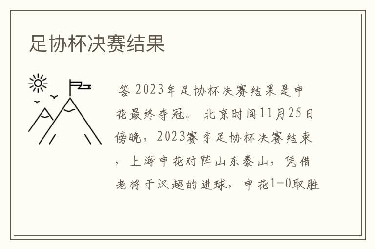 足协杯决赛结果