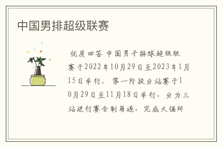 中国男排超级联赛