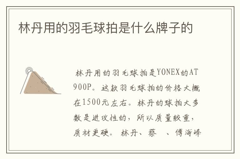 林丹用的羽毛球拍是什么牌子的