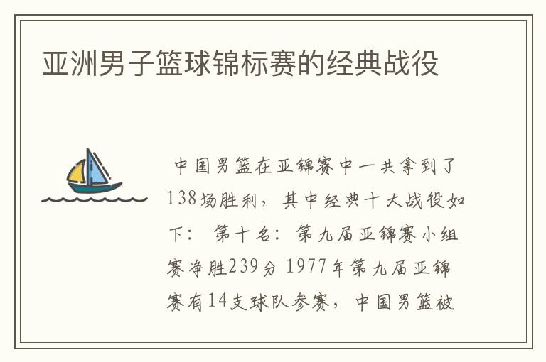 亚洲男子篮球锦标赛的经典战役