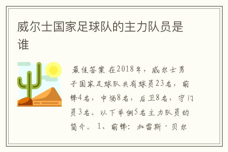 威尔士国家足球队的主力队员是谁