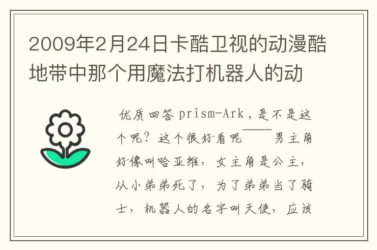 2009年2月24日卡酷卫视的动漫酷地带中那个用魔法打机器人的动画是什么名字?
