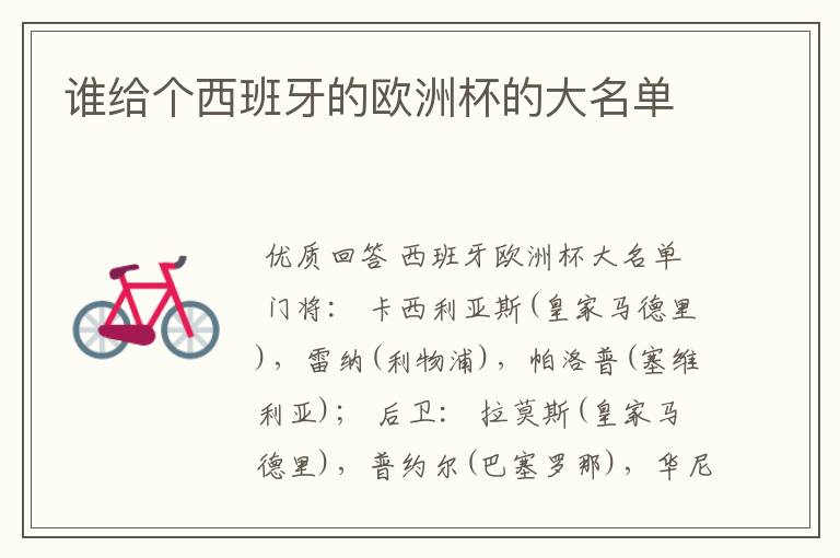 谁给个西班牙的欧洲杯的大名单