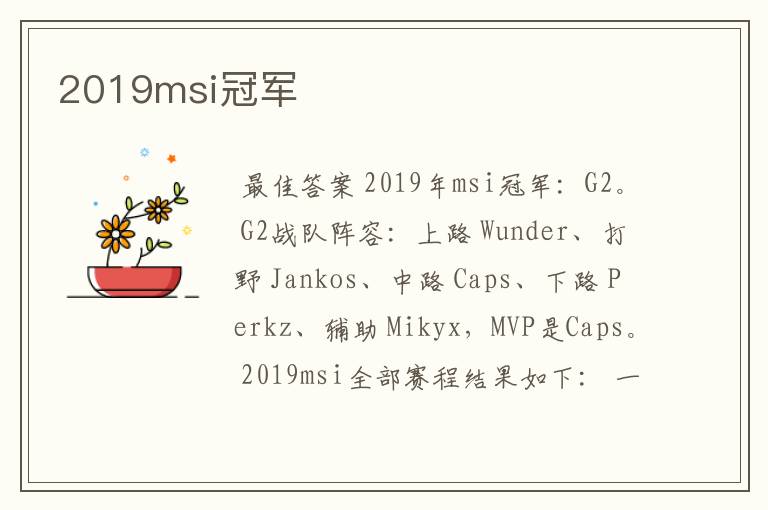 2019msi冠军
