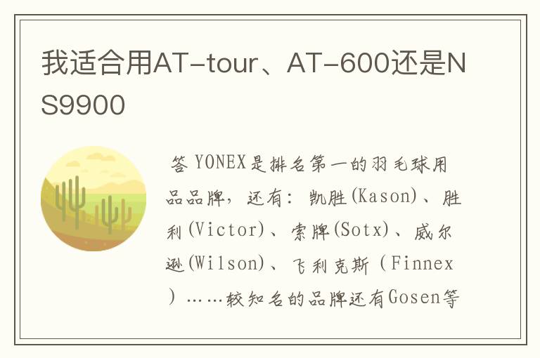 我适合用AT-tour、AT-600还是NS9900