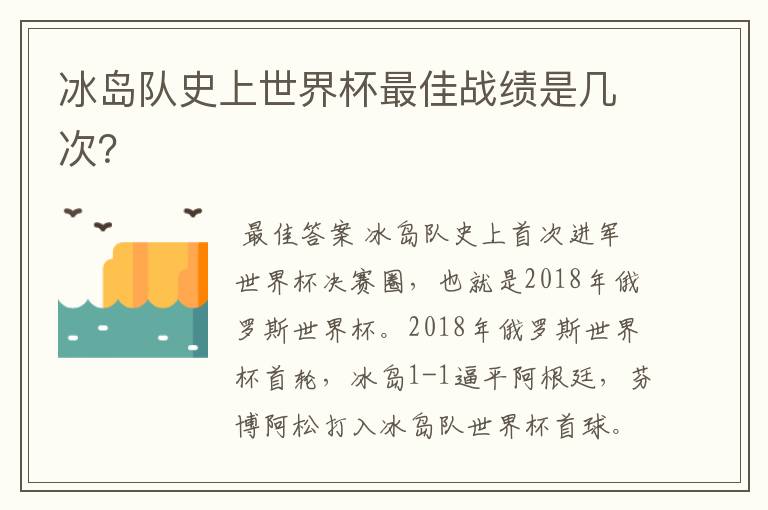 冰岛队史上世界杯最佳战绩是几次?