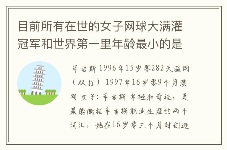 目前所有在世的女子网球大满灌冠军和世界第一里年龄最小的是谁?