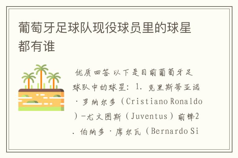 葡萄牙足球队现役球员里的球星都有谁