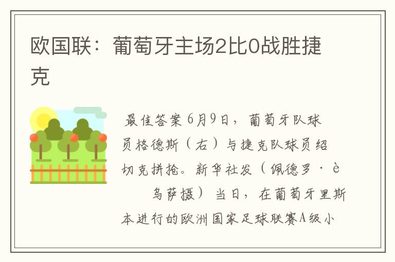 欧国联:葡萄牙主场2比0战胜捷克