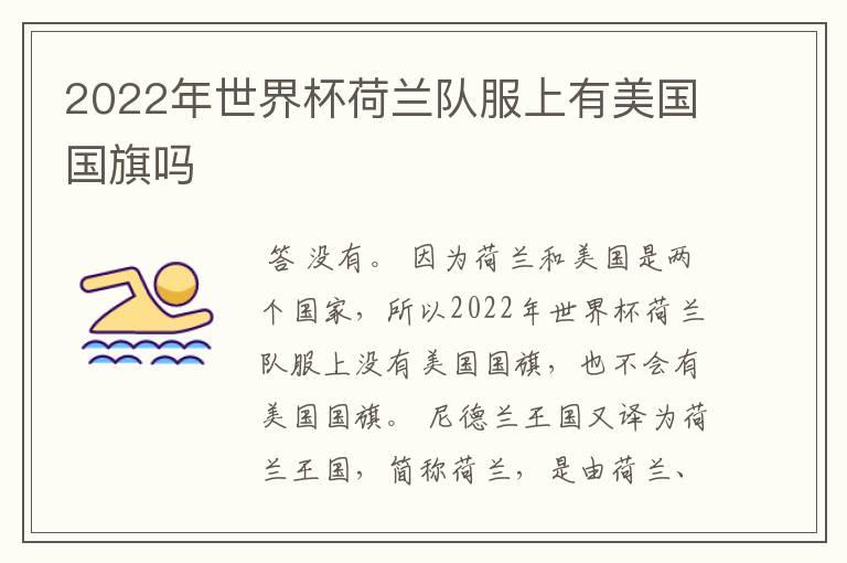2022年世界杯荷兰队服上有美国国旗吗