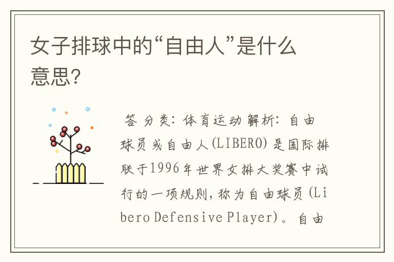 女子排球中的“自由人”是什么意思?
