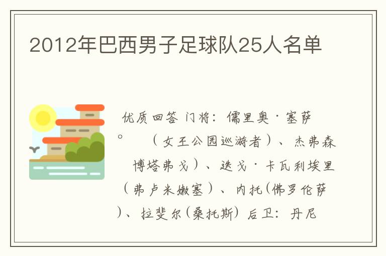 2012年巴西男子足球队25人名单