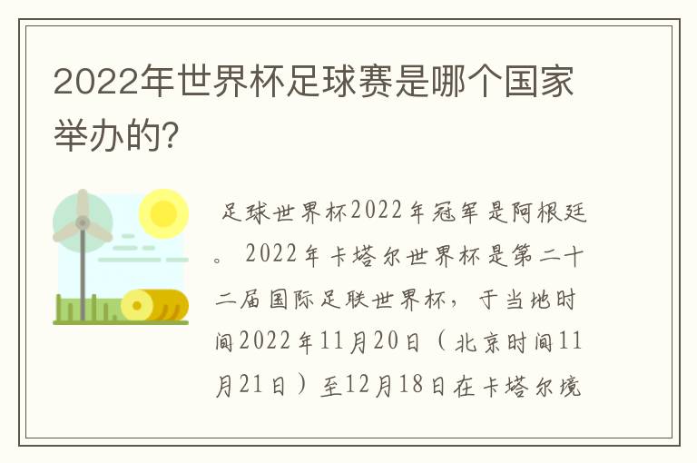 2022年世界杯足球赛是哪个国家举办的?