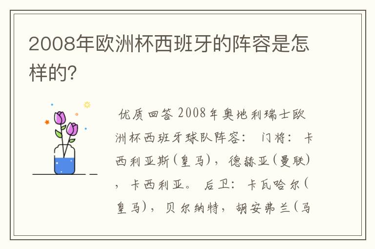 2008年欧洲杯西班牙的阵容是怎样的?