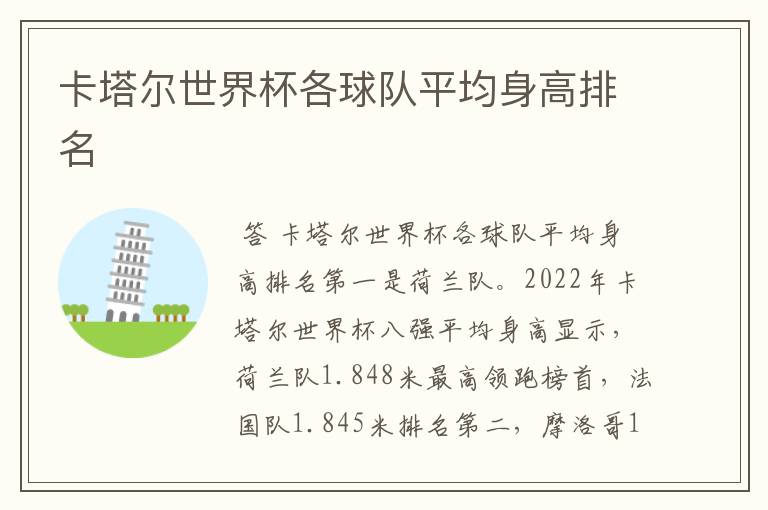卡塔尔世界杯各球队平均身高排名
