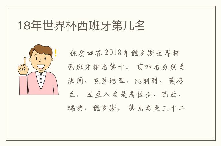 18年世界杯西班牙第几名