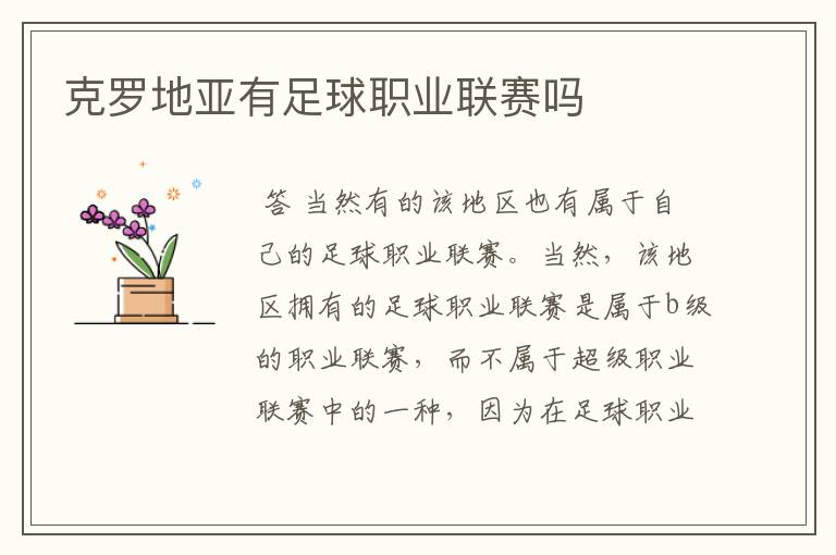克罗地亚有足球职业联赛吗