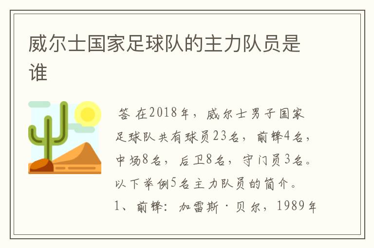 威尔士国家足球队的主力队员是谁