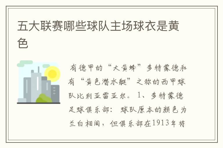 五大联赛哪些球队主场球衣是黄色