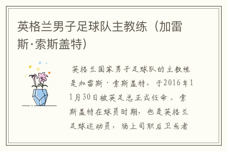 英格兰男子足球队主教练(加雷斯·索斯盖特)