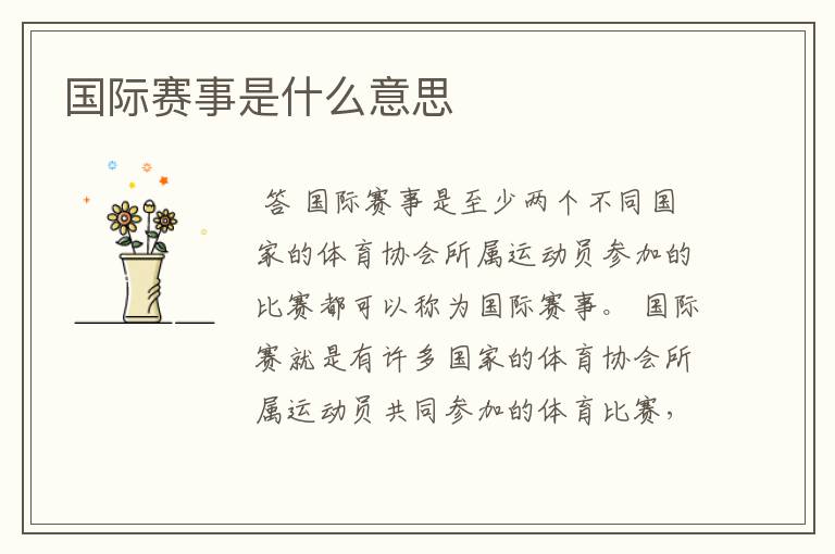 国际赛事是什么意思