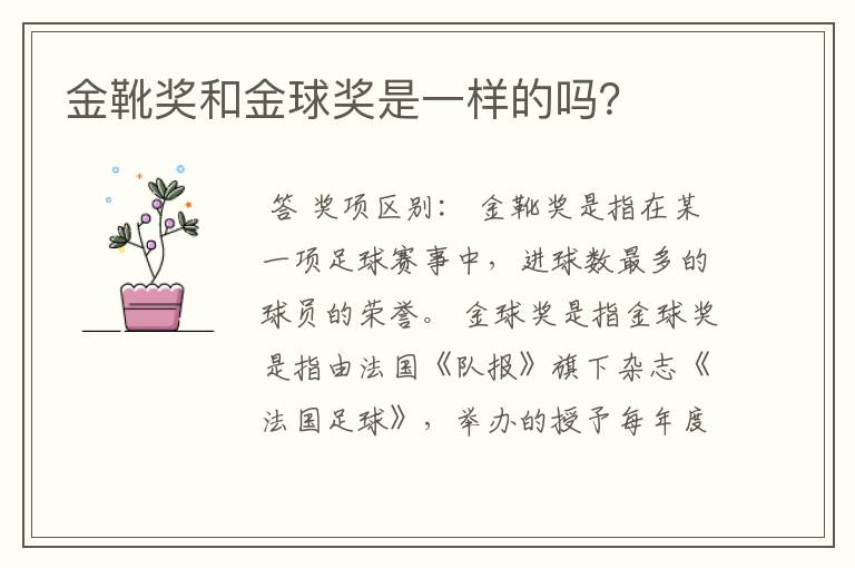 金靴奖和金球奖是一样的吗?