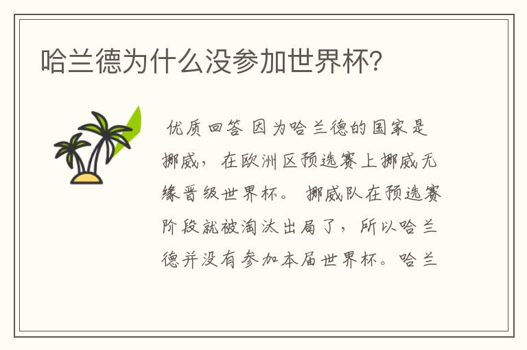 哈兰德为什么没参加世界杯?