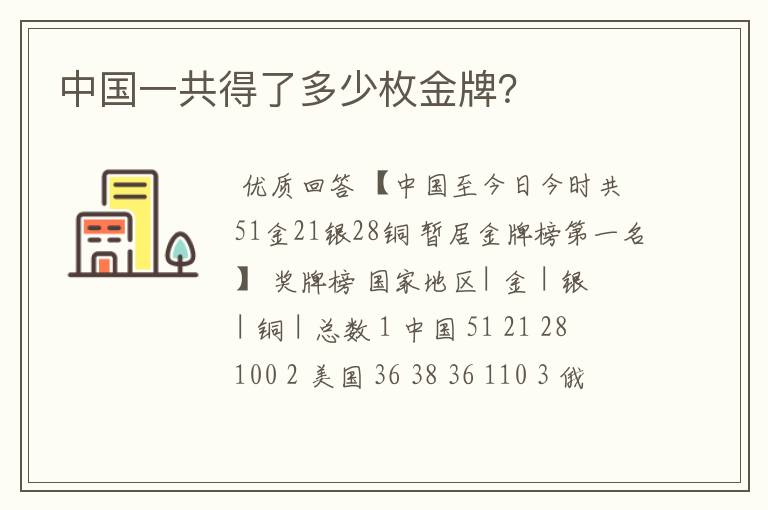 中国一共得了多少枚金牌?