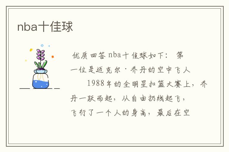 nba十佳球