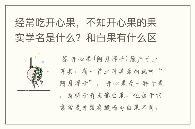 经常吃开心果,不知开心果的果实学名是什么?和白果有什么区别?