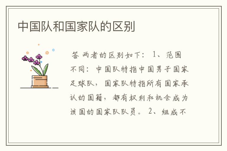 中国队和国家队的区别